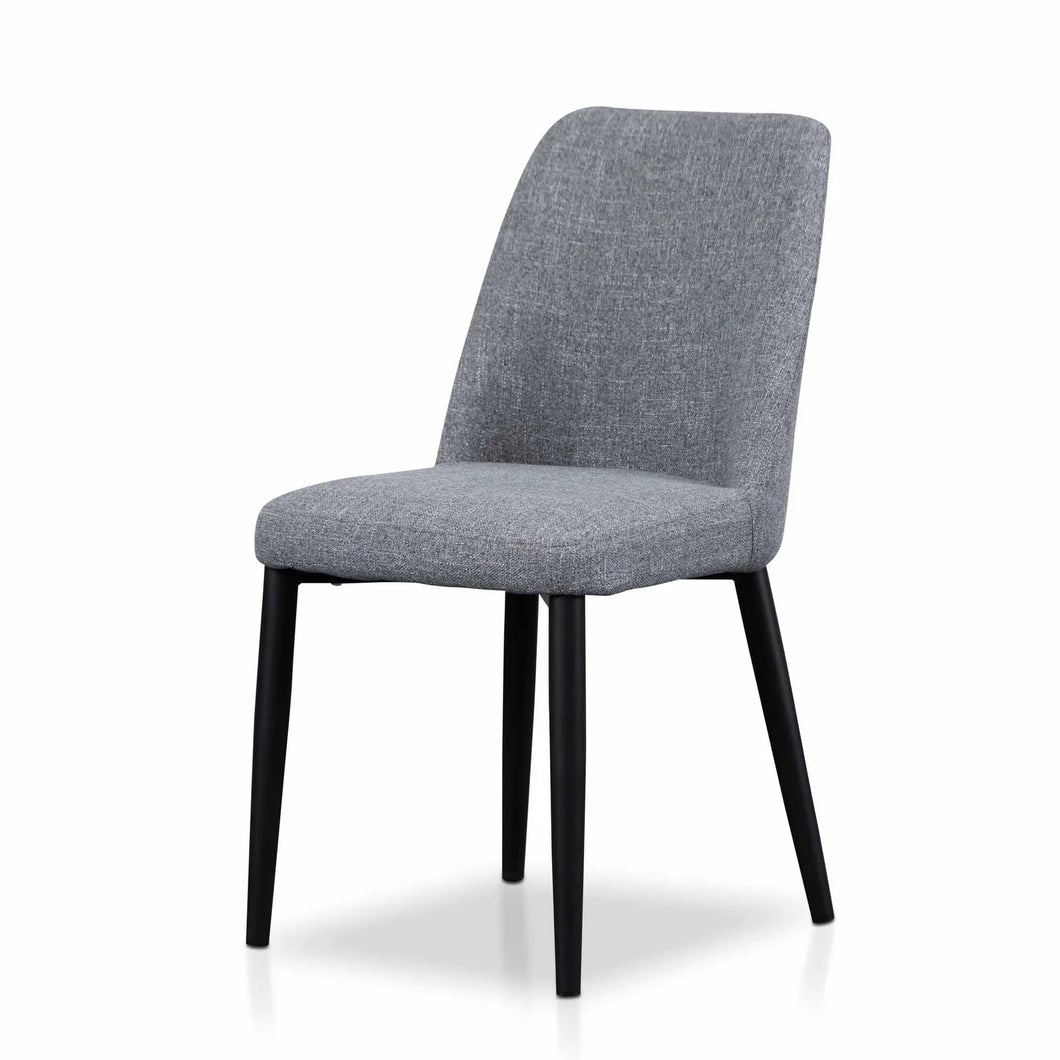 Pebble Grey Fabric Dining Chair with Black Legs