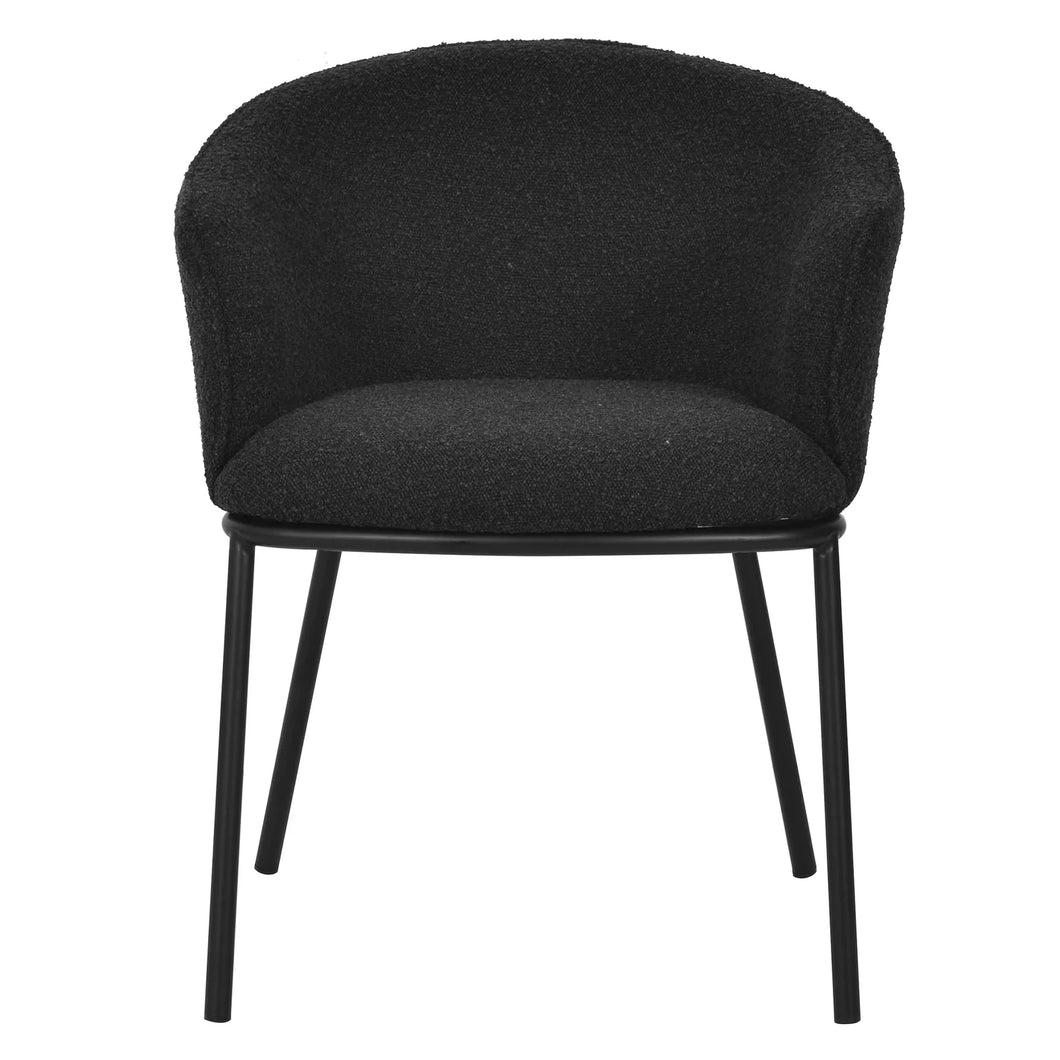 Black Boucle Dining Chair