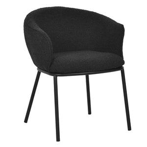 Black Boucle Dining Chair