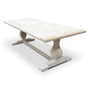 2m Rustic White Washed Dining Table