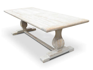 2m Rustic White Washed Dining Table