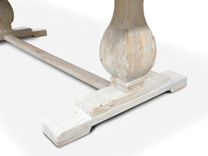 2m Rustic White Washed Dining Table