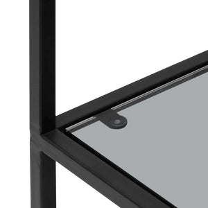 Grey Glass Console Table with Black Base