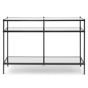 Grey Glass Console Table with Black Base