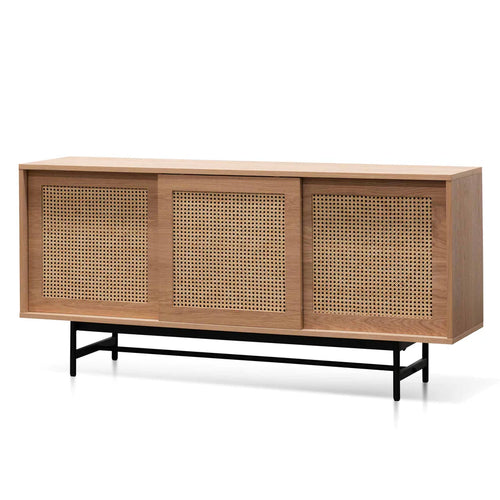 Natural Oak Buffet Unit with Natural Rattan Doors