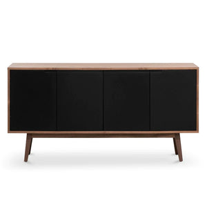 Walnut Sideboard Unit with Black Doors