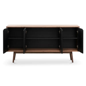 Walnut Sideboard Unit with Black Doors