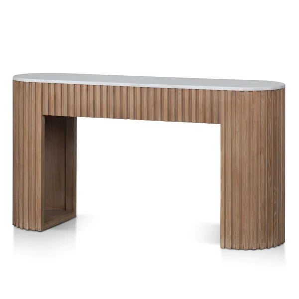 Natural Console Table with White Marble