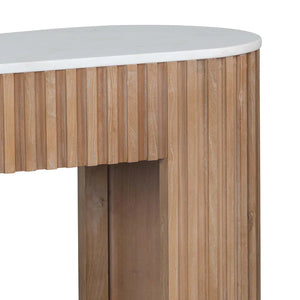 Natural Console Table with White Marble