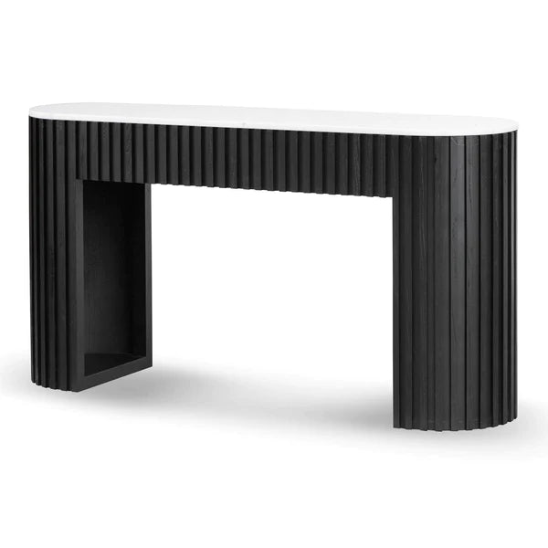 Black Console Table with White Marble