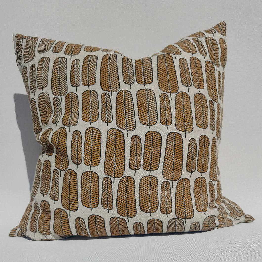 Arendal est. 2020 - Ochre Finch Feather French Linen Cushion