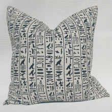 Load image into Gallery viewer, Arendal est. 2020 - Black Egyptian Hieroglyphs French Linen Cushion