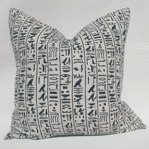 Arendal est. 2020 - Black Egyptian Hieroglyphs French Linen Cushion