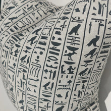 Load image into Gallery viewer, Arendal est. 2020 - Black Egyptian Hieroglyphs French Linen Cushion