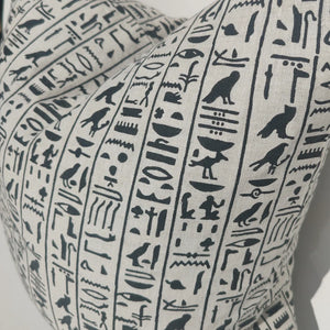 Arendal est. 2020 - Black Egyptian Hieroglyphs French Linen Cushion