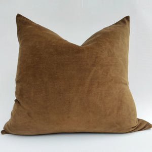 Arendal est. 2020 - Toffee Velvet & French Linen Cushion