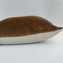 Load image into Gallery viewer, Arendal est. 2020 - Toffee Velvet &amp; French Linen Cushion