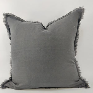 Arendal est. 2020 - Dark Grey Fringed French Linen Cushion