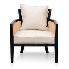 Load image into Gallery viewer, Black and Sand White Rattan Armchair