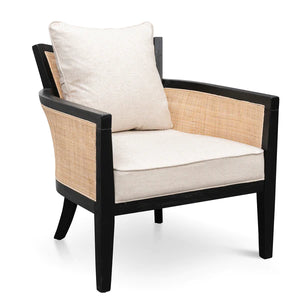 Black and Sand White Rattan Armchair