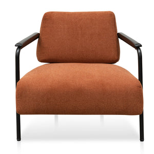 Burnt Orange Fabric Armchair with Black Legs