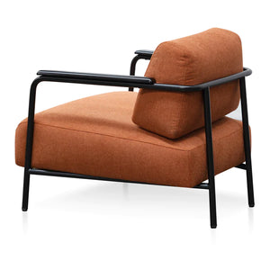 Burnt Orange Fabric Armchair with Black Legs