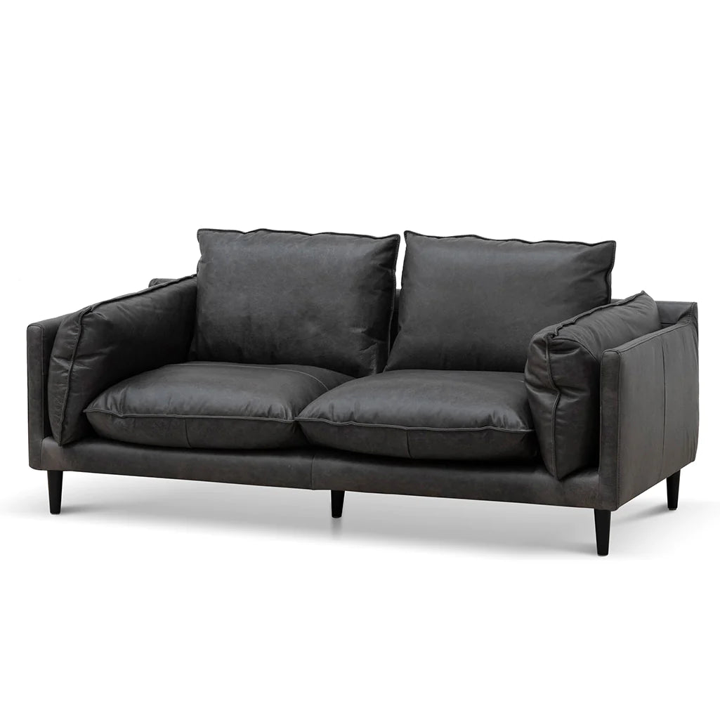 Charcoal Two-Seater Leather Sofa