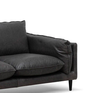 Charcoal Two-Seater Leather Sofa