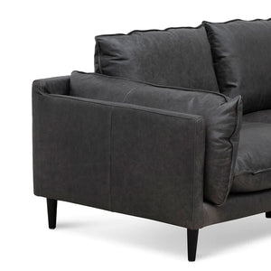 Charcoal Two-Seater Leather Sofa