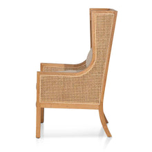 Load image into Gallery viewer, Distressed Natural Rattan Wingback Armchair with Sand White Cushions