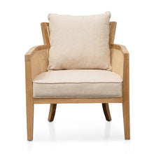 Load image into Gallery viewer, Distressed Natural Rattan Armchair with Sand White Cushions