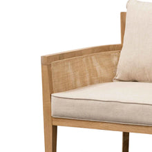 Load image into Gallery viewer, Distressed Natural Rattan Armchair with Sand White Cushions