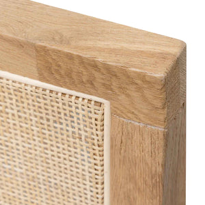 Distressed Natural Rattan Armchair with Sand White Cushions