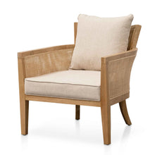 Load image into Gallery viewer, Distressed Natural Rattan Armchair with Sand White Cushions