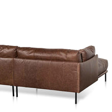 Load image into Gallery viewer, Dark Brown Four-Seater Right Chaise Leather Sofa