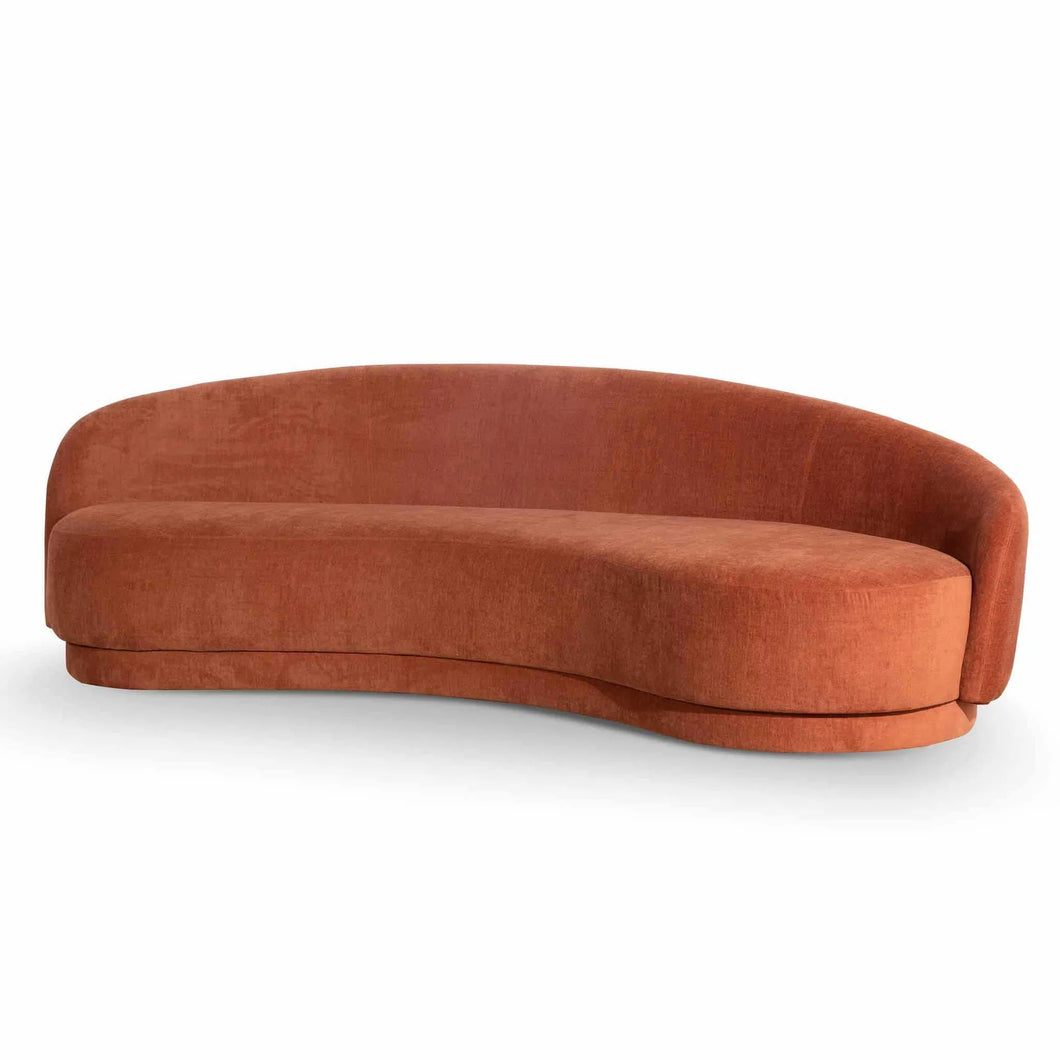 Rust Three-Seater Fabric Sofa