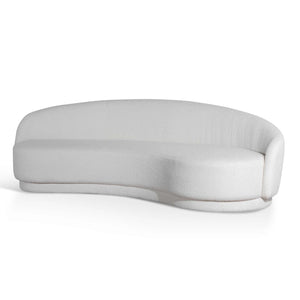White Boucle Three-Seater Fabric Sofa
