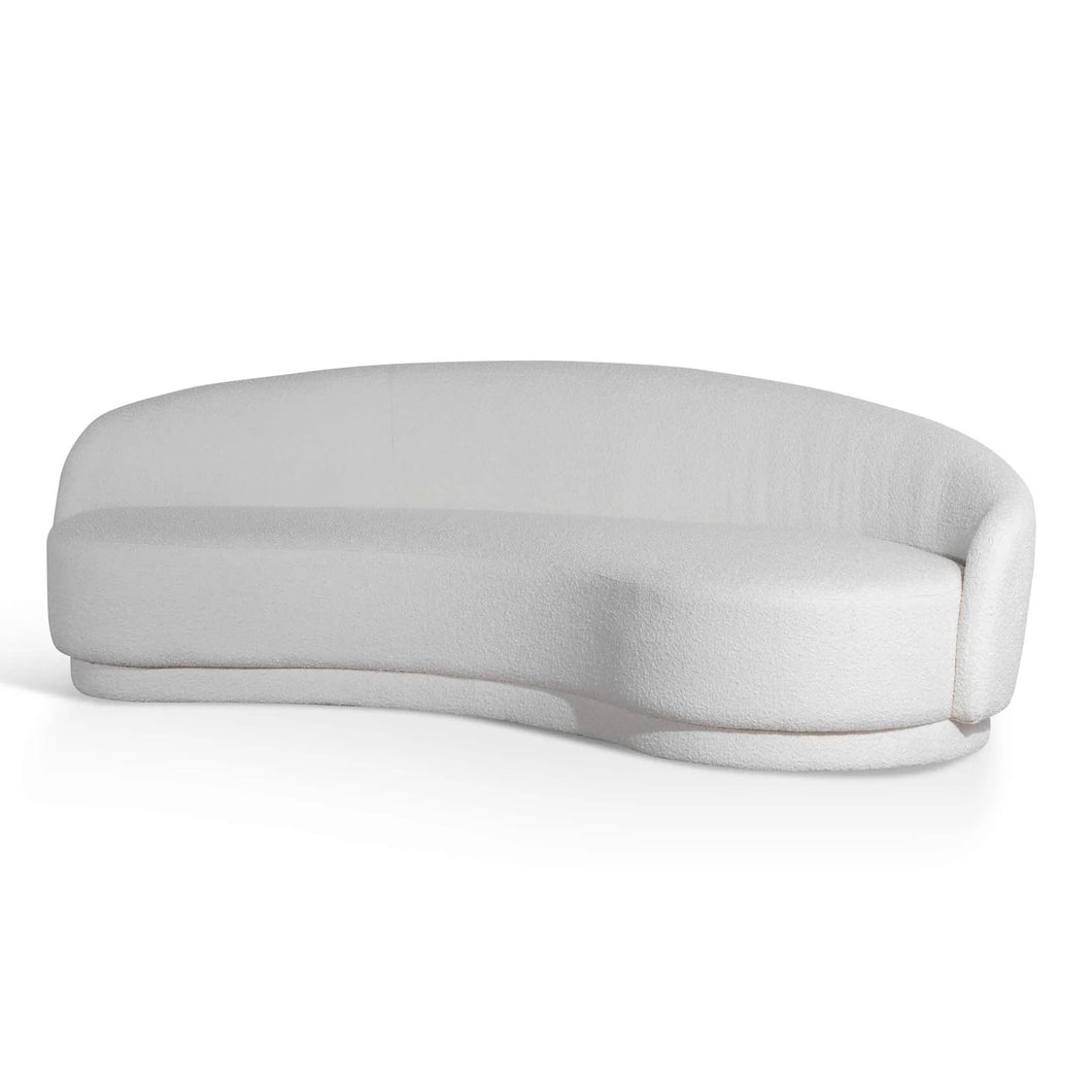 White Boucle Three-Seater Fabric Sofa