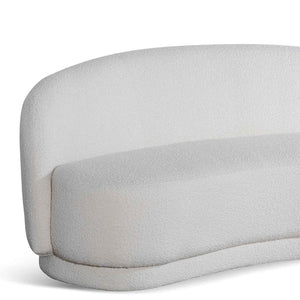 White Boucle Three-Seater Fabric Sofa