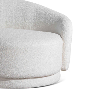 White Boucle Three-Seater Fabric Sofa