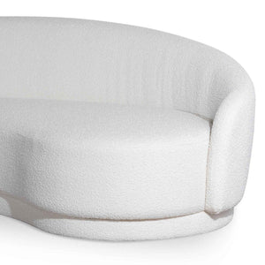 White Boucle Three-Seater Fabric Sofa