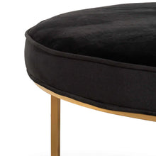 Load image into Gallery viewer, Black Velvet Ottoman with Brushed Gold Base