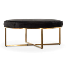 Load image into Gallery viewer, Black Velvet Ottoman with Brushed Gold Base