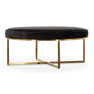 Black Velvet Ottoman with Brushed Gold Base