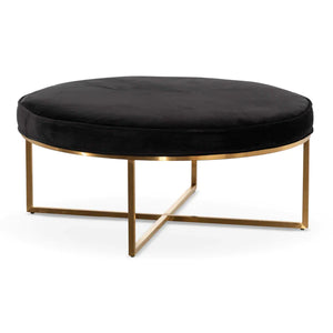 Black Velvet Ottoman with Brushed Gold Base