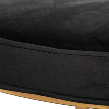 Load image into Gallery viewer, Black Velvet Ottoman with Brushed Gold Base