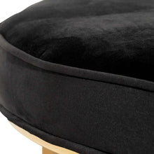 Load image into Gallery viewer, Black Velvet Ottoman with Brushed Gold Base