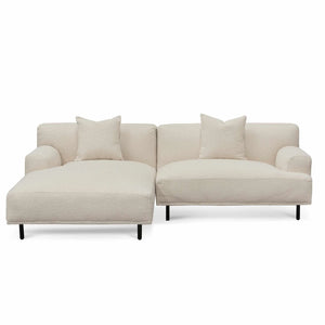 Ivory White Boucle Left Chaise Sofa