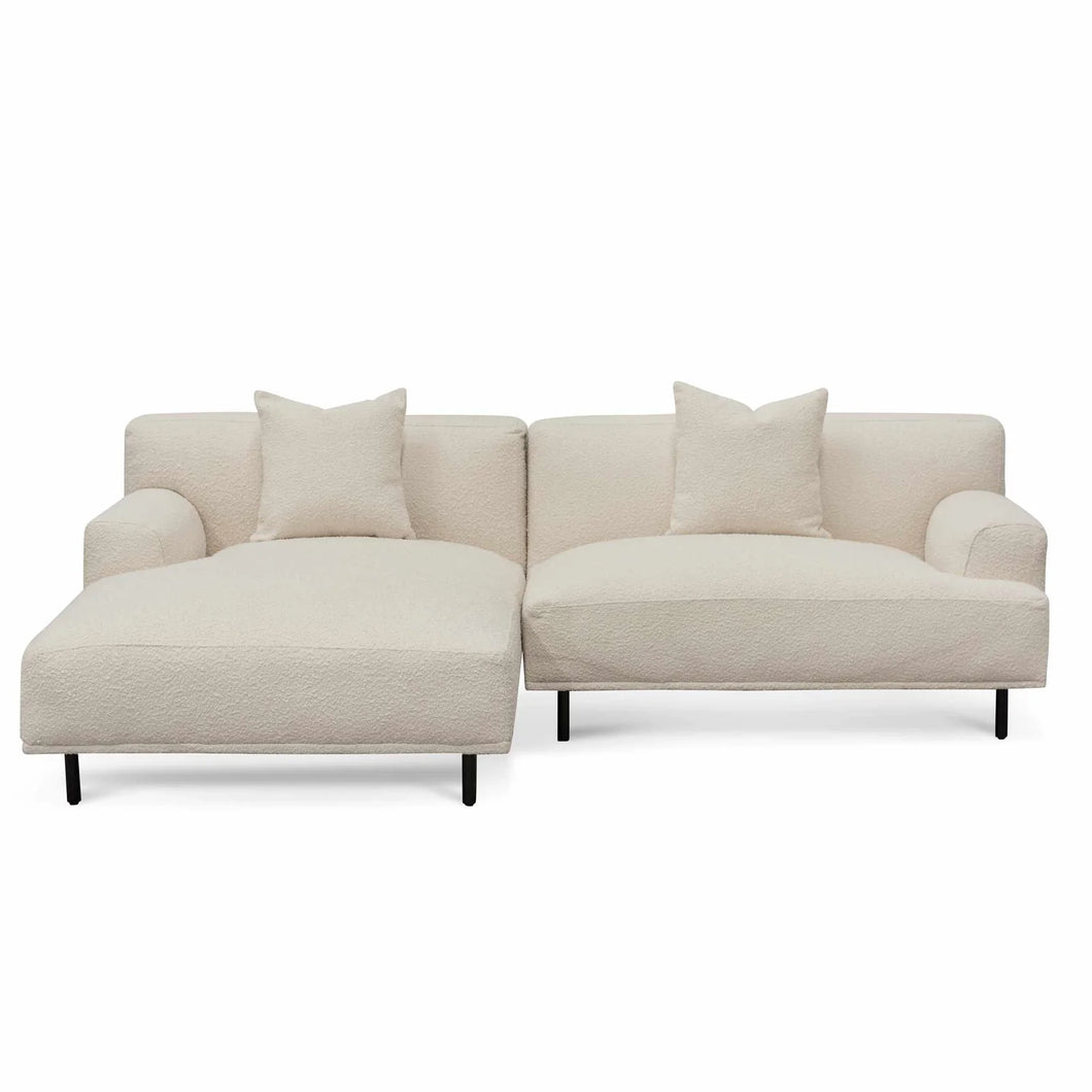 Ivory White Boucle Left Chaise Sofa