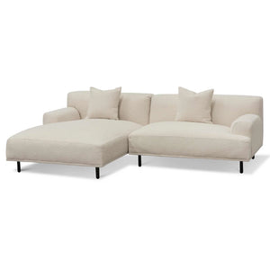 Ivory White Boucle Left Chaise Sofa